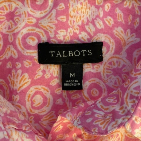 Talbots Pink Floral Patterned Long Sleeve Button Up Shirt Size M - Picture 7 of 15
